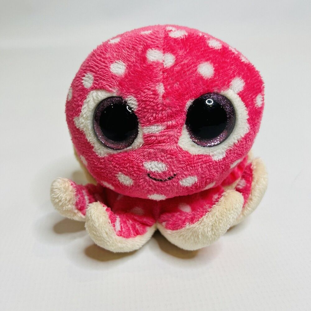 Ty Beanie Boos Ollie Pink Octopus Big Glitter Eyes Plush Stuffed Toy 6"